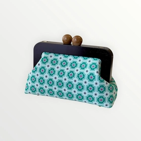 Green Vintage Tiles Mini Kiss-Lock Bag