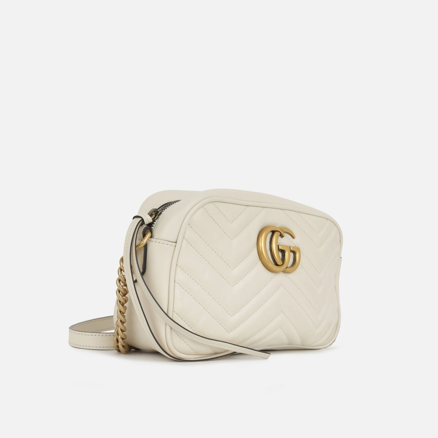 Gucci - GG Marmont Shoulder Bag - White Smooth Calfskin GHW - Pre-Loved