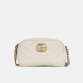 Gucci - GG Marmont Shoulder Bag - White Smooth Calfskin GHW - Pre-Loved