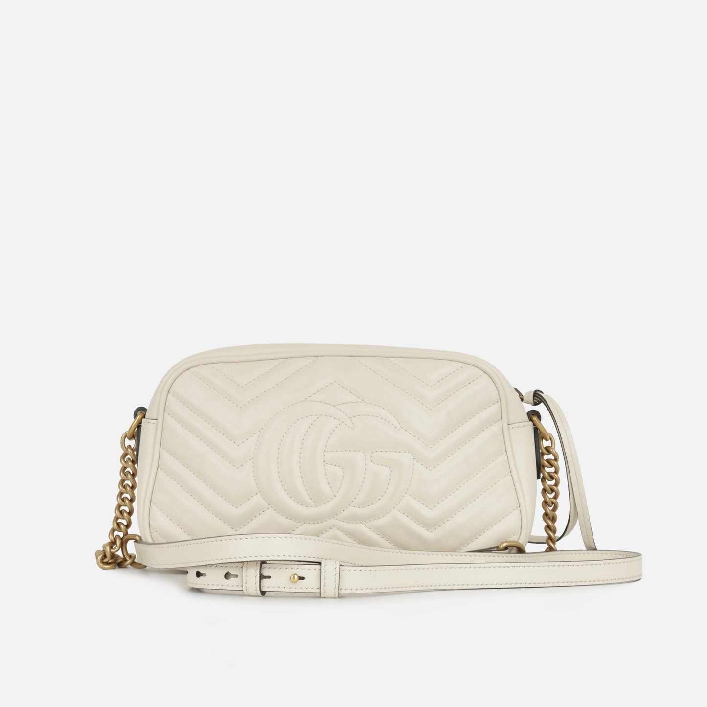 Gucci - GG Marmont Shoulder Bag - White Smooth Calfskin GHW - Pre-Loved