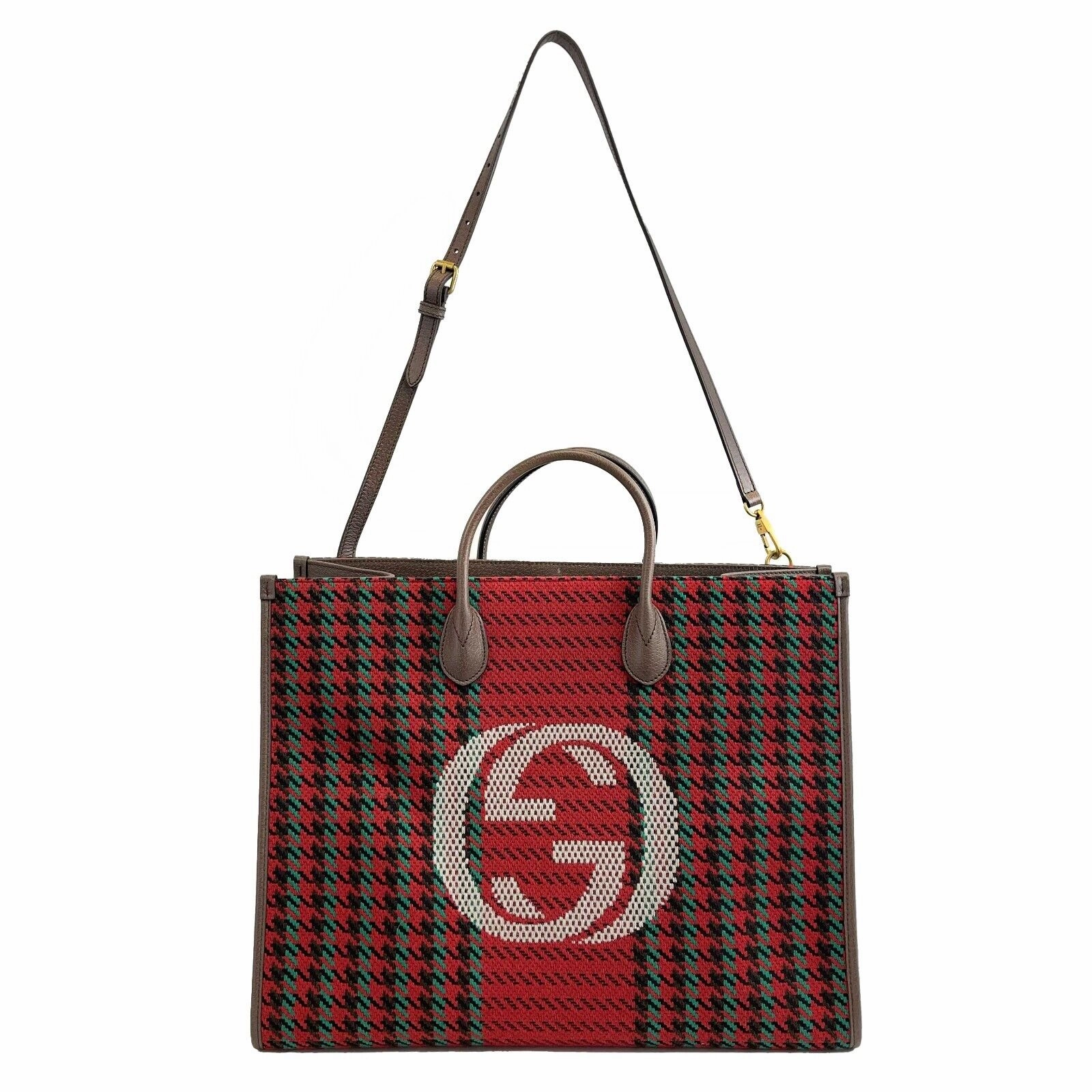 GUCCI - NEW Large Houndstooth GG Tote w / Shoulder Strap