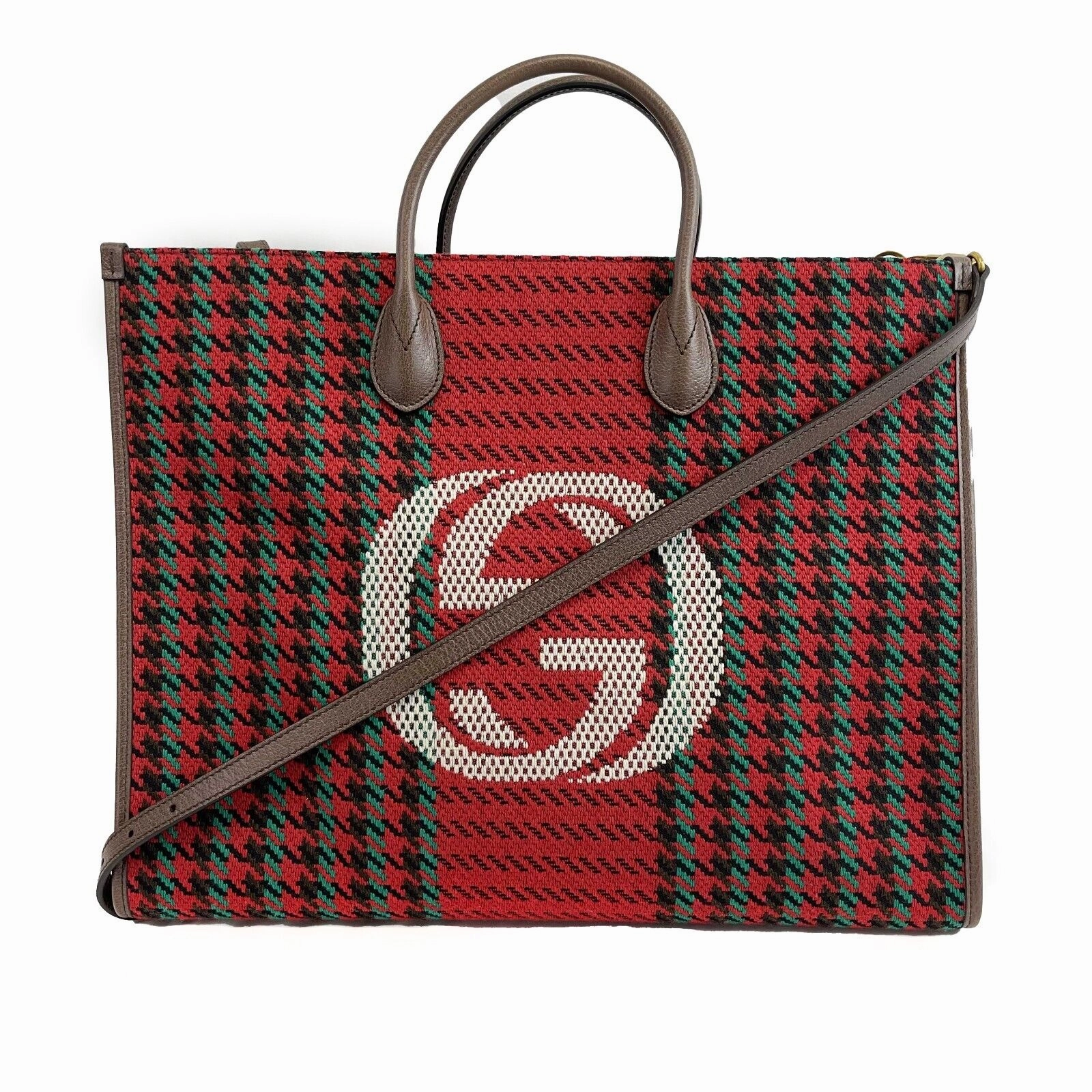 GUCCI - NEW Large Houndstooth GG Tote w / Shoulder Strap