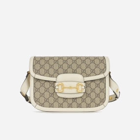 Gucci - Small Horsebit Crossbody 1955 - White GG Supreme canvas GHW - Pre-Loved