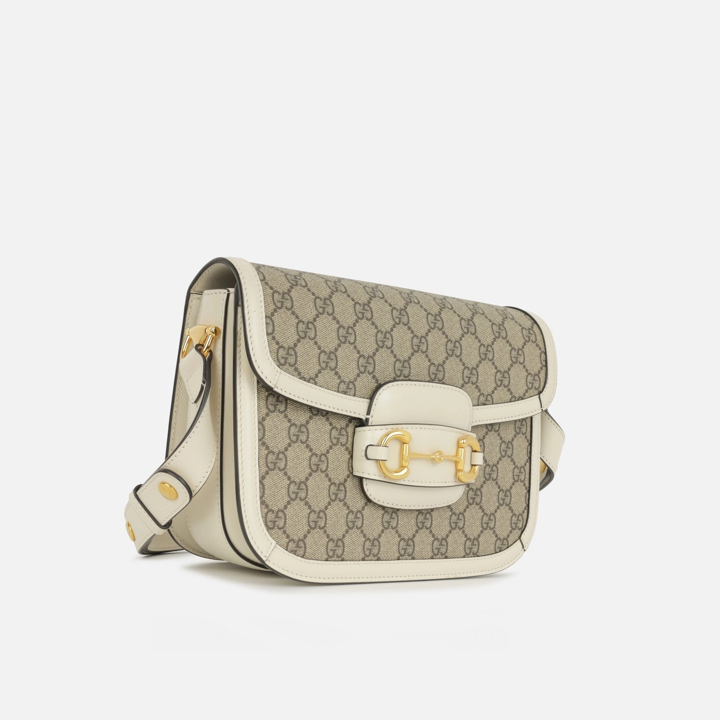 Gucci - Small Horsebit Crossbody 1955 - White GG Supreme canvas GHW - Pre-Loved