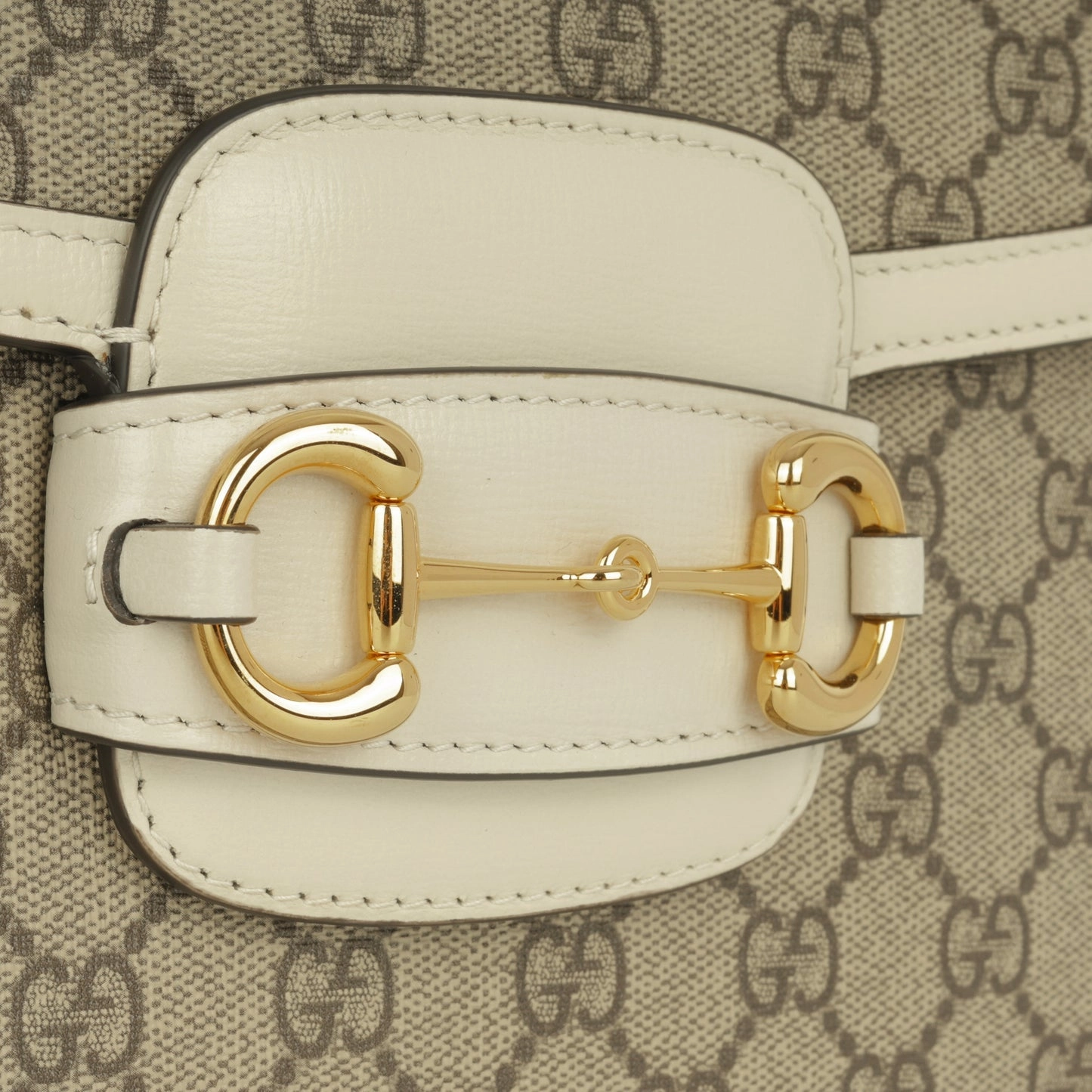 Gucci - Small Horsebit Crossbody 1955 - White GG Supreme canvas GHW - Pre-Loved