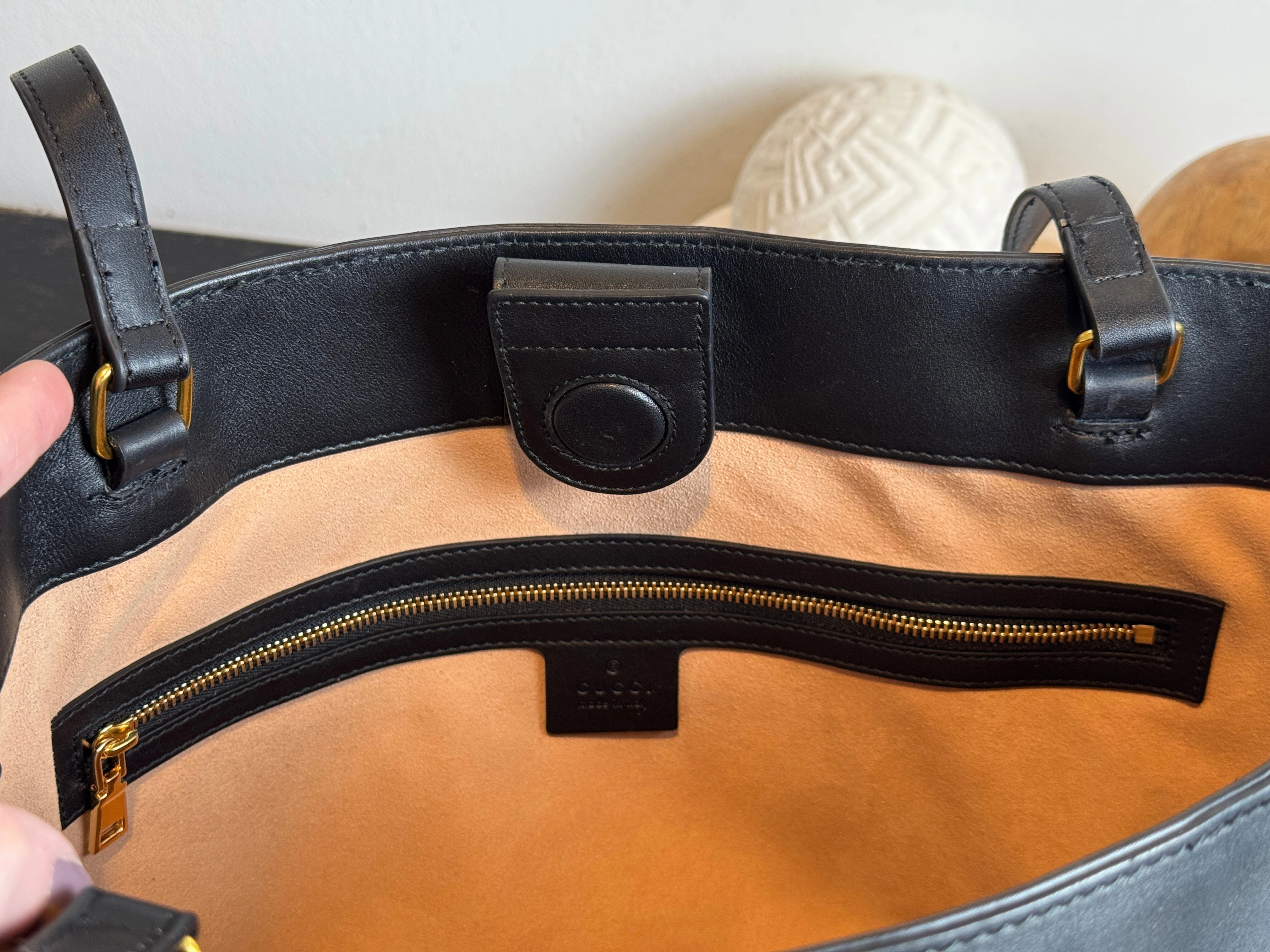 GUCCI Apollo Calfskin GG Dadini Embroidered Black Shoulder Tote