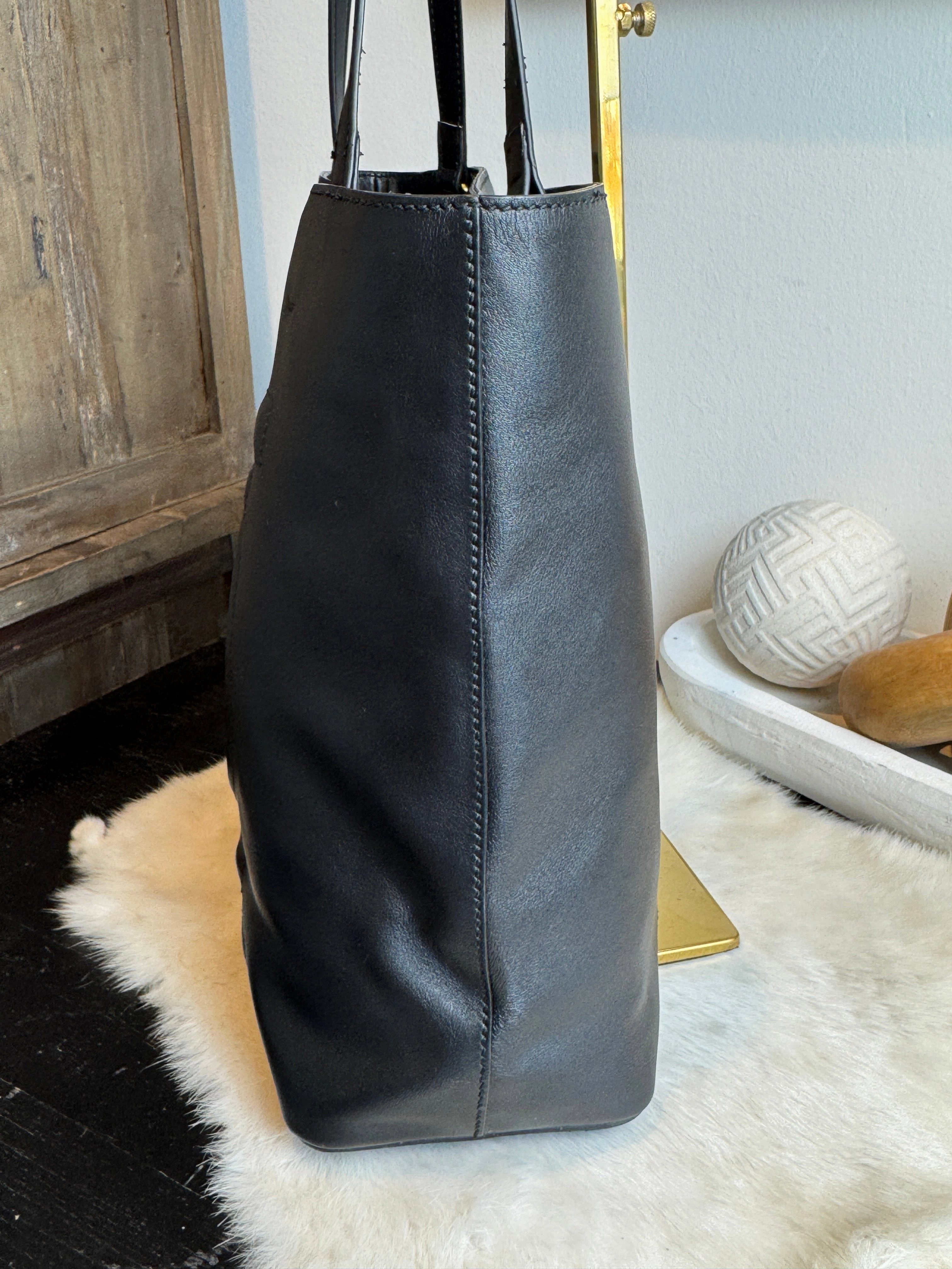 GUCCI Apollo Calfskin GG Dadini Embroidered Black Shoulder Tote