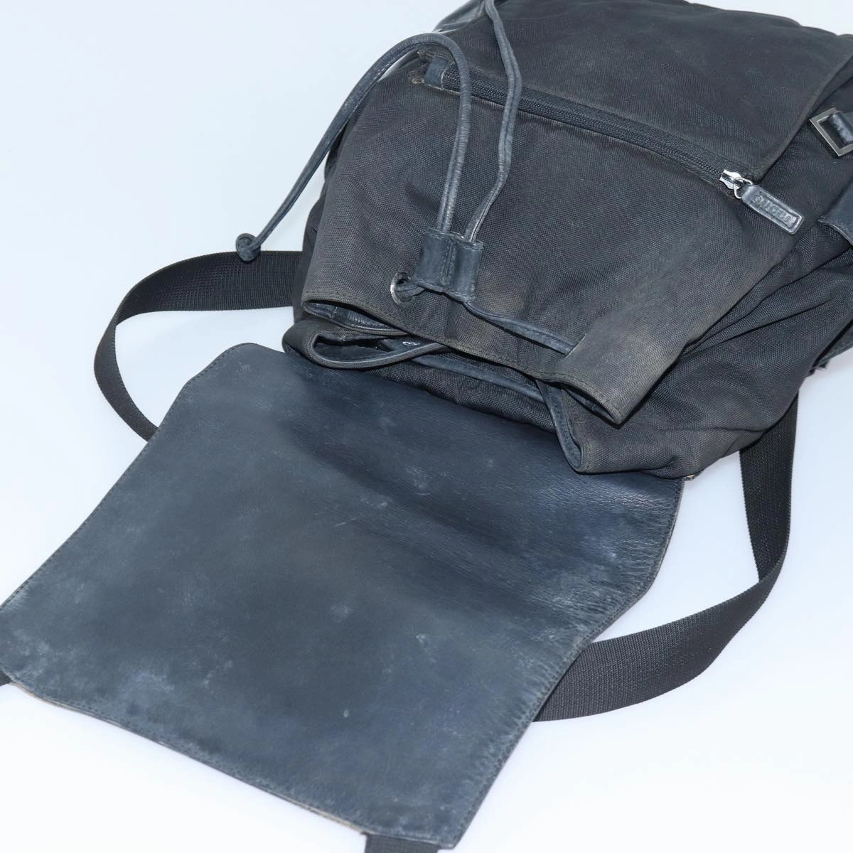 GUCCI Backpack Nylon Leather Black  85892