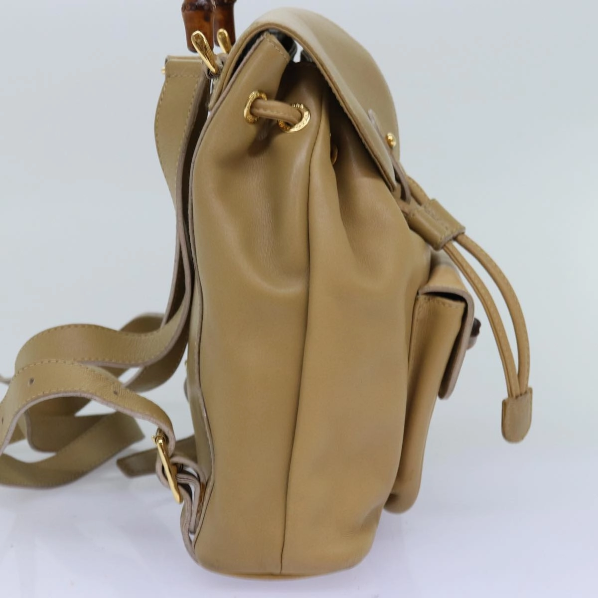 GUCCI Bamboo Backpack Leather Beige 003 2058 0030  74427
