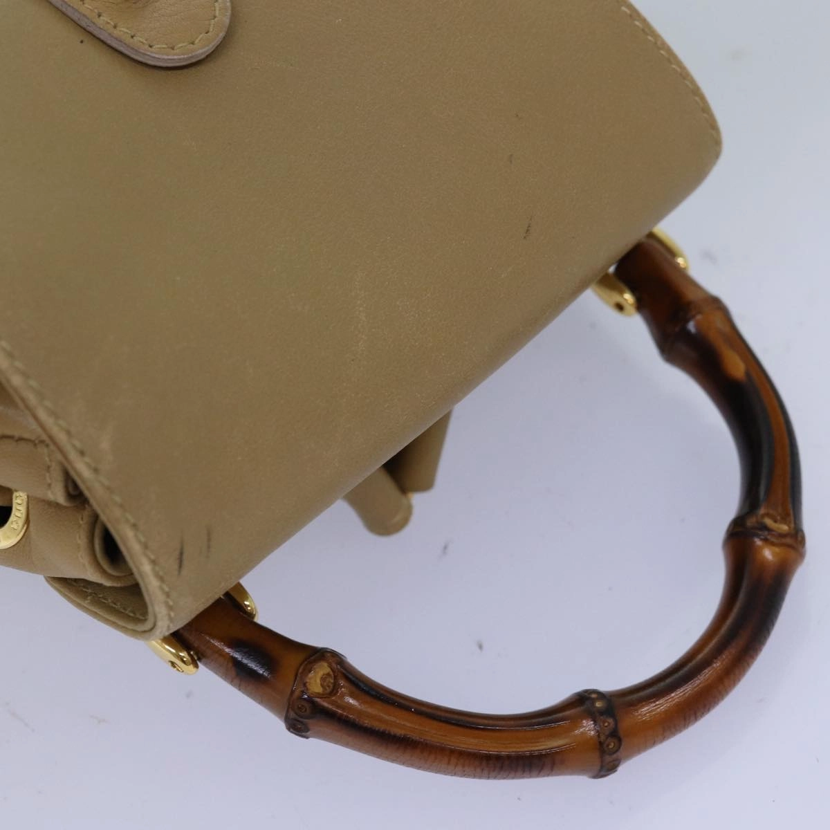 GUCCI Bamboo Backpack Leather Beige 003 2058 0030  74427