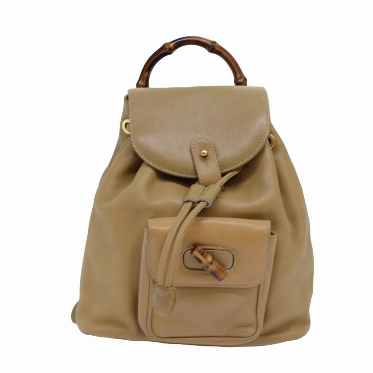 GUCCI Bamboo Backpack Leather Beige 003 2058 0030  74427