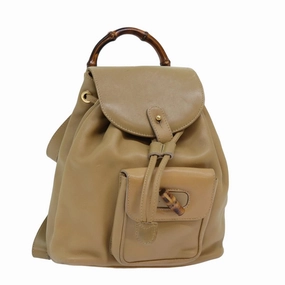 GUCCI Bamboo Backpack Leather Beige 003 2058 0030  74427