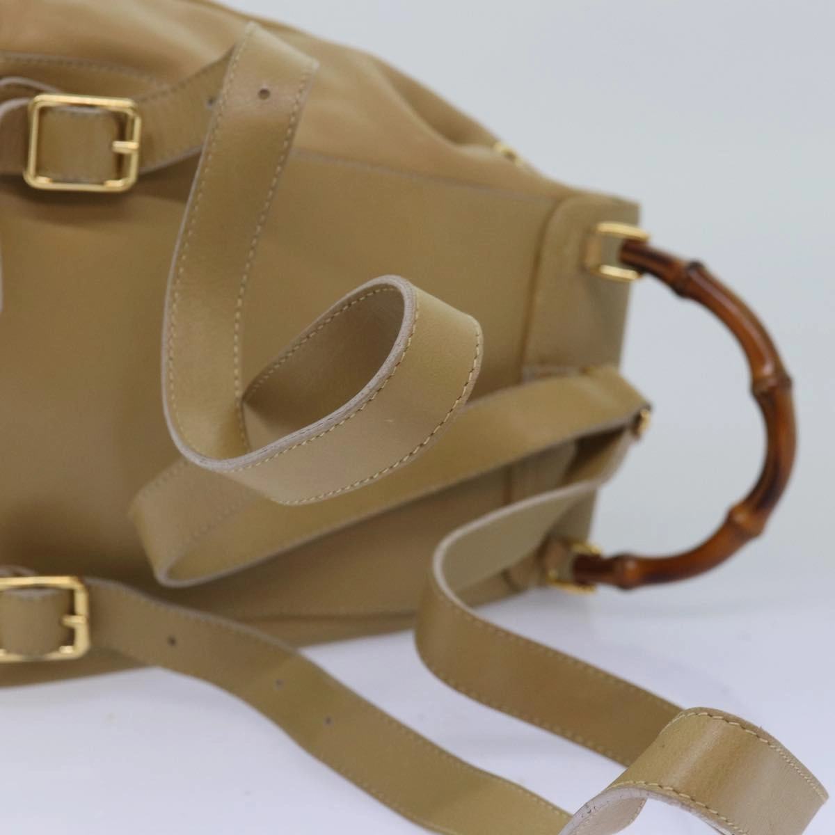 GUCCI Bamboo Backpack Leather Beige 003 2058 0030  74427