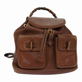 GUCCI Bamboo Backpack Leather Brown  ep5157
