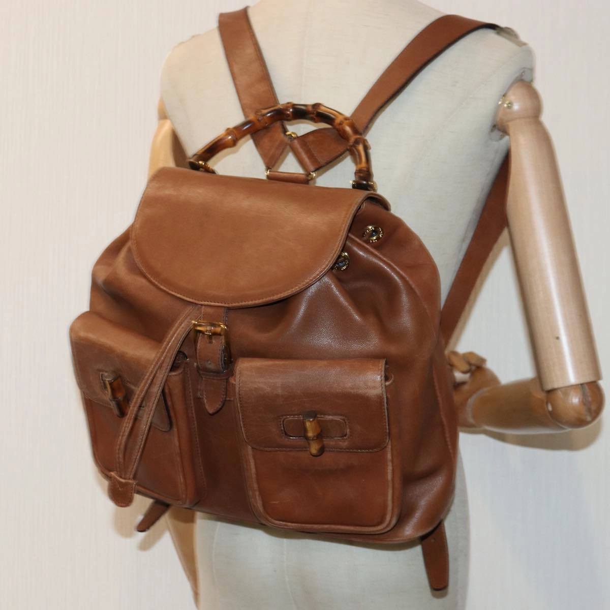 GUCCI Bamboo Backpack Leather Brown  ep5157