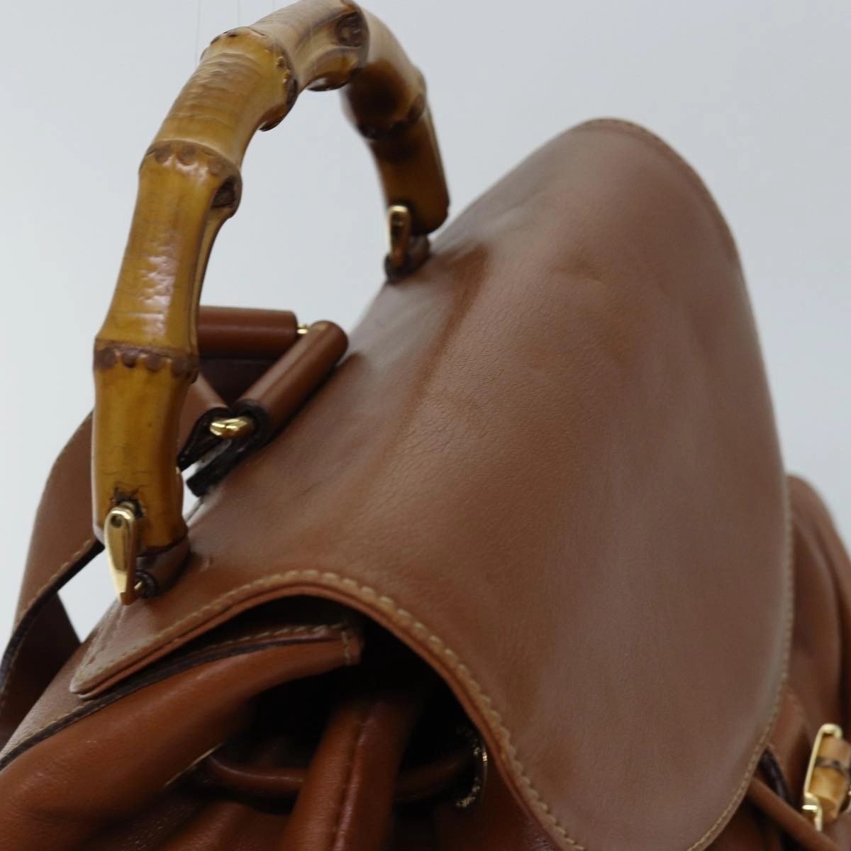 GUCCI Bamboo Backpack Leather Brown Gold 003 2058 0016  ar12268