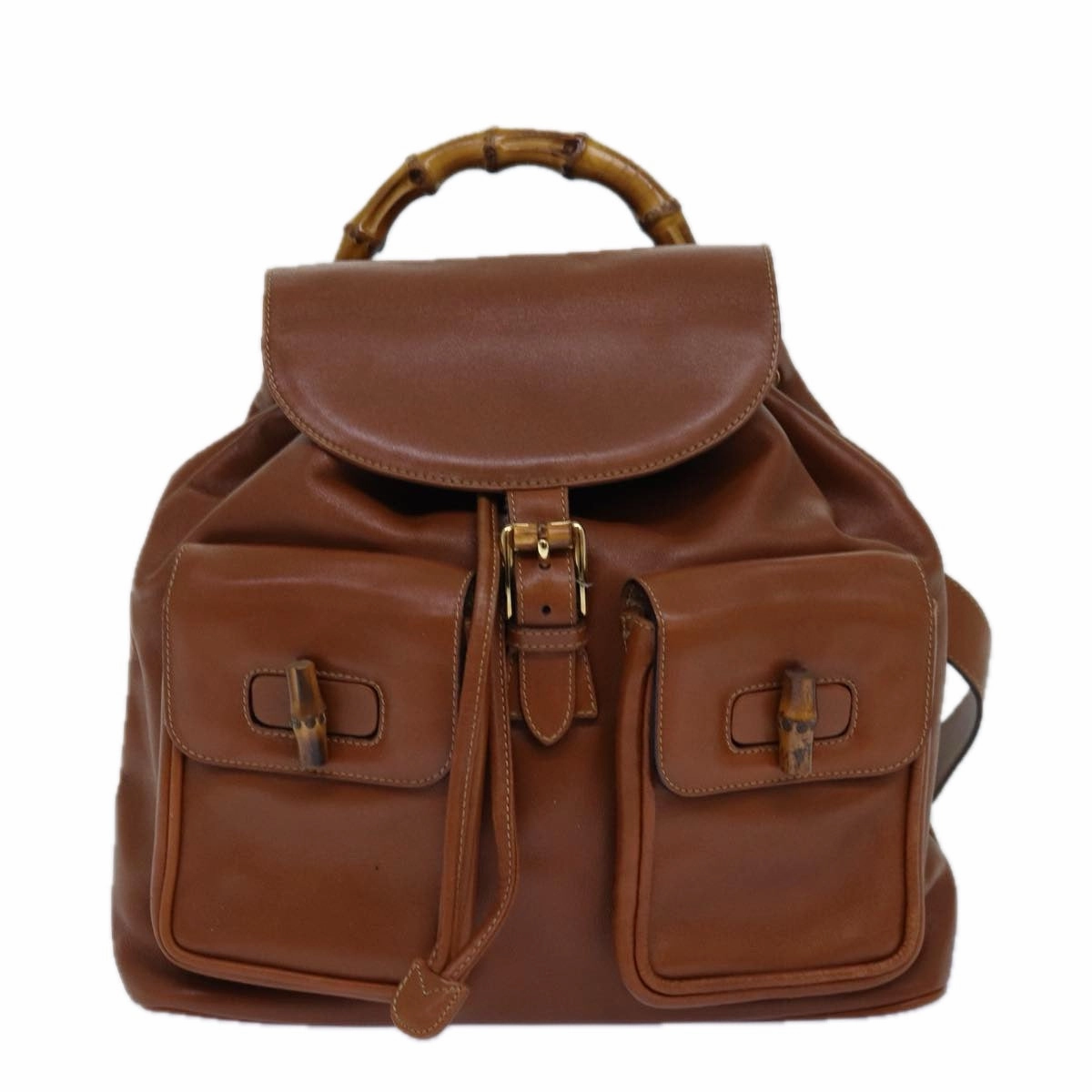 GUCCI Bamboo Backpack Leather Brown Gold 003 2058 0016  ar12268