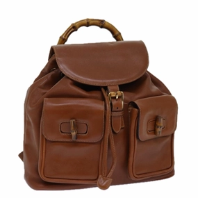 GUCCI Bamboo Backpack Leather Brown Gold 003 2058 0016  ar12268