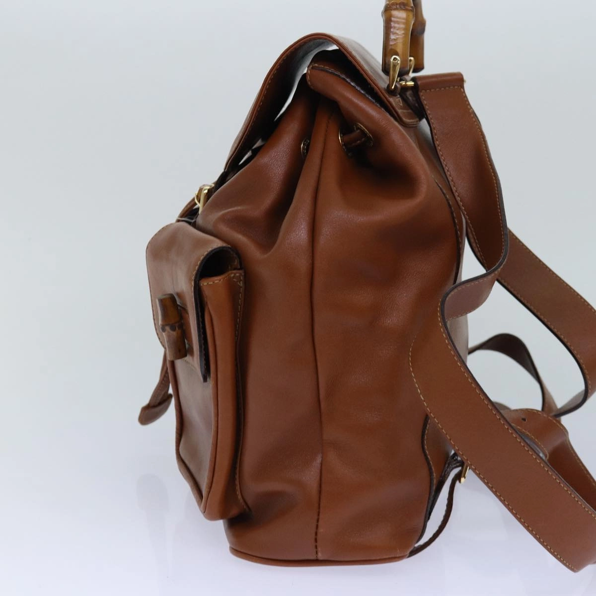 GUCCI Bamboo Backpack Leather Brown Gold 003 2058 0016  ar12268