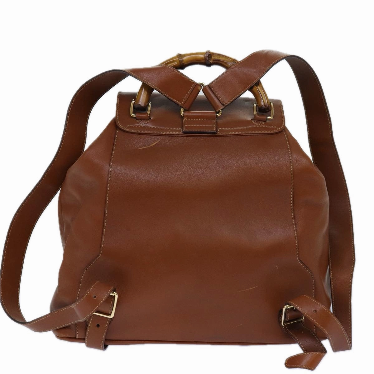 GUCCI Bamboo Backpack Leather Brown Gold 003 2058 0016  ar12268