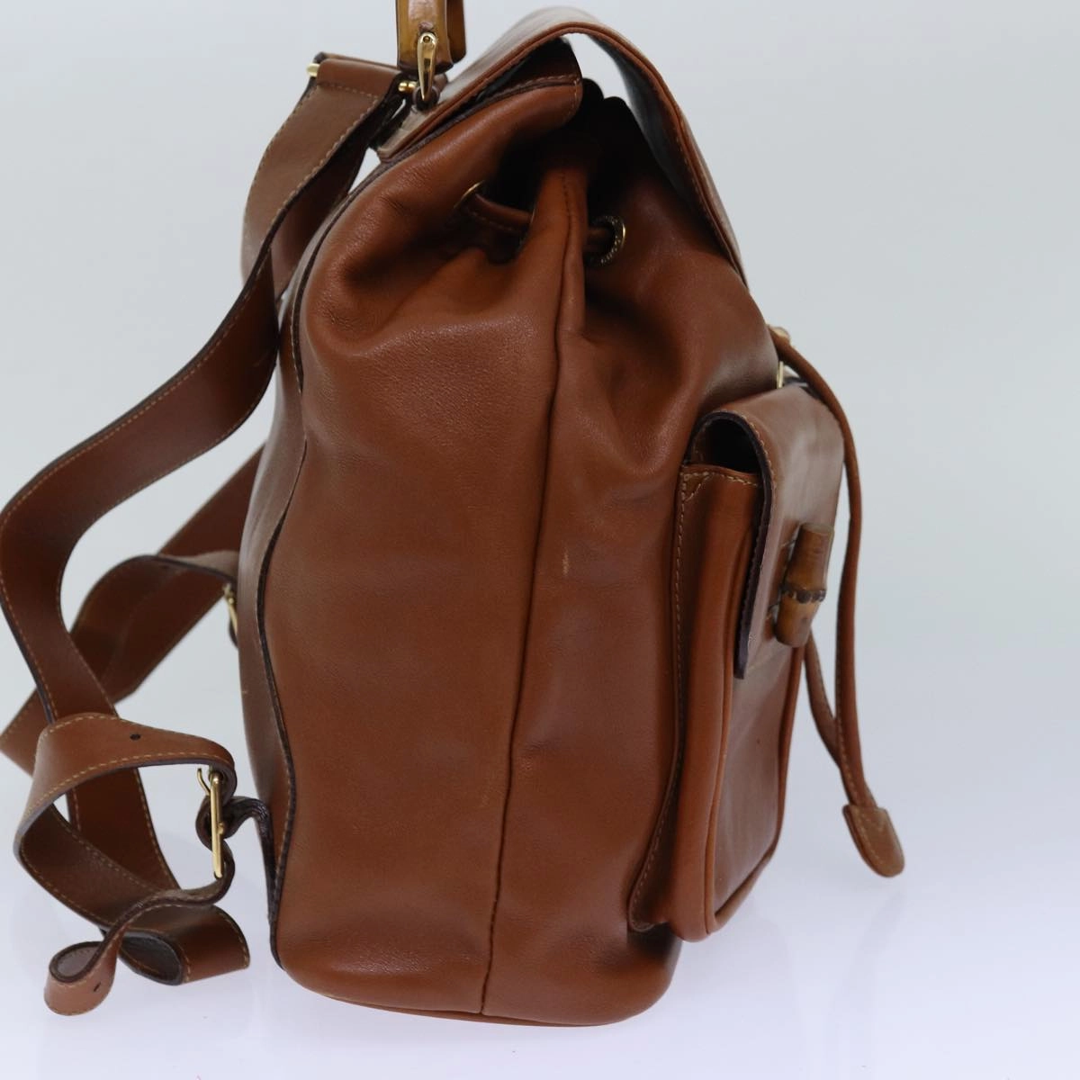 GUCCI Bamboo Backpack Leather Brown Gold 003 2058 0016  ar12268