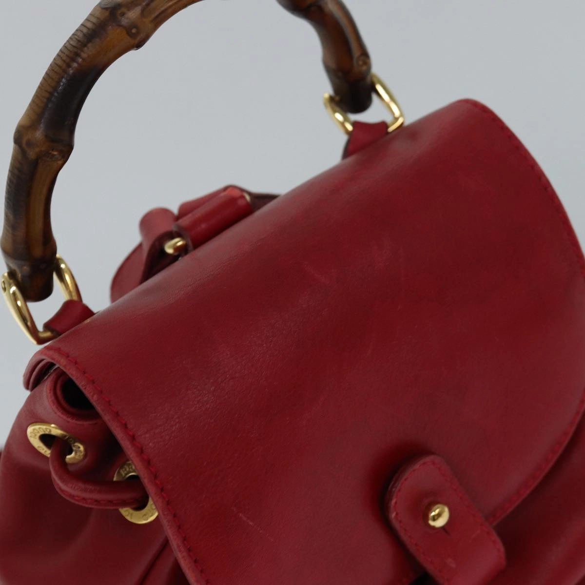 GUCCI Bamboo Backpack Leather Red 003 1705 0030  ar12168