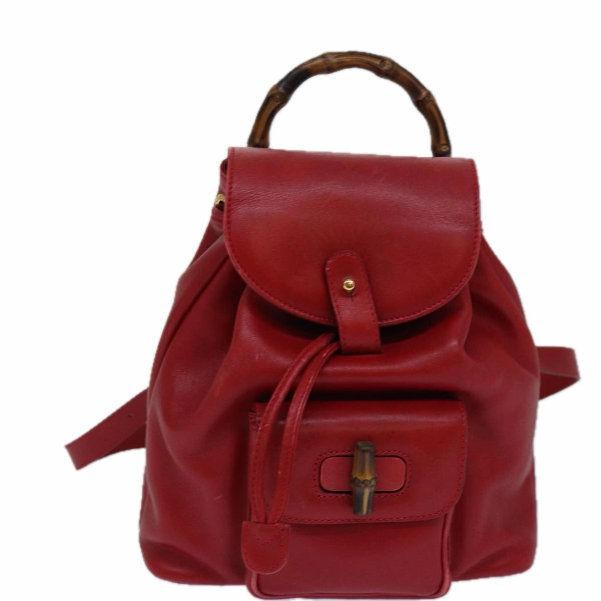 GUCCI Bamboo Backpack Leather Red 003 1705 0030  ar12168