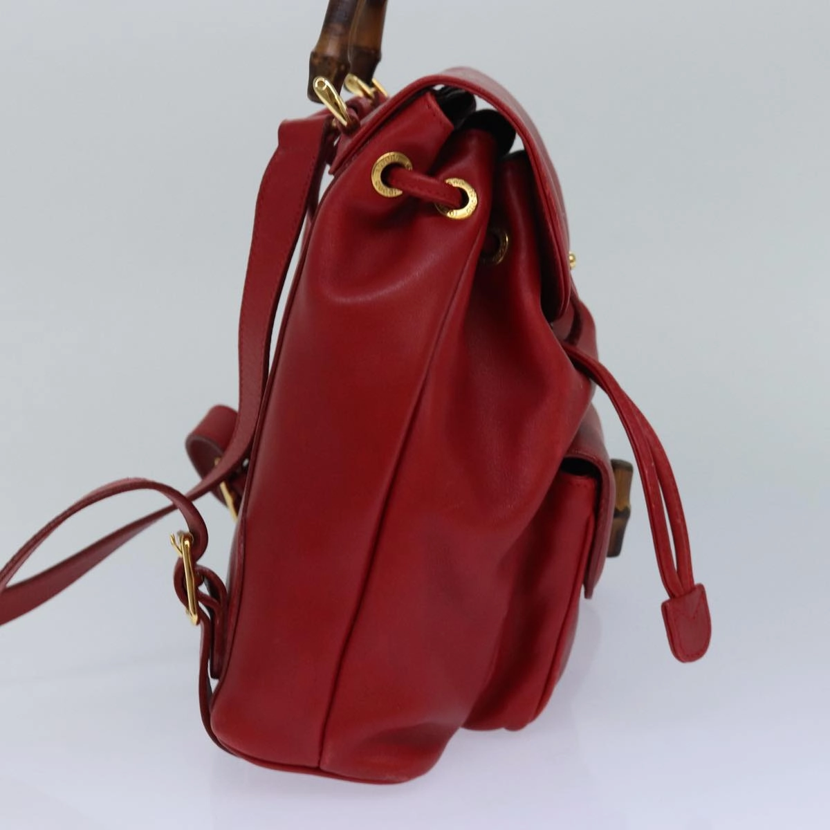 GUCCI Bamboo Backpack Leather Red 003 1705 0030  ar12168