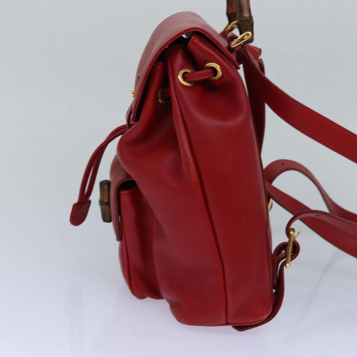 GUCCI Bamboo Backpack Leather Red 003 1705 0030  ar12168