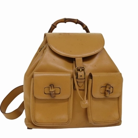 GUCCI Bamboo Backpack Leather Yellow 003 2058 0016  th5025