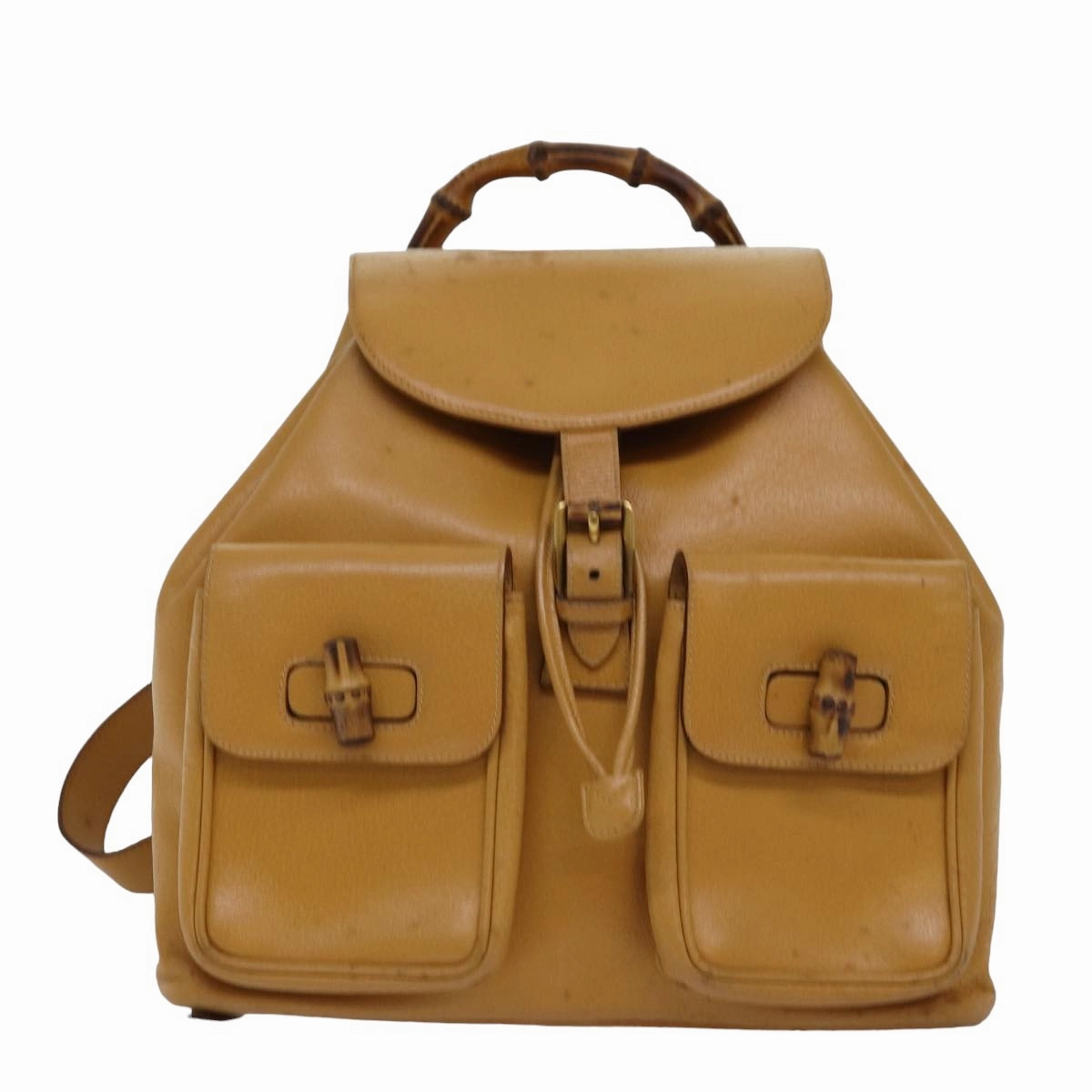 GUCCI Bamboo Backpack Leather Yellow 003 2058 0016  th5025