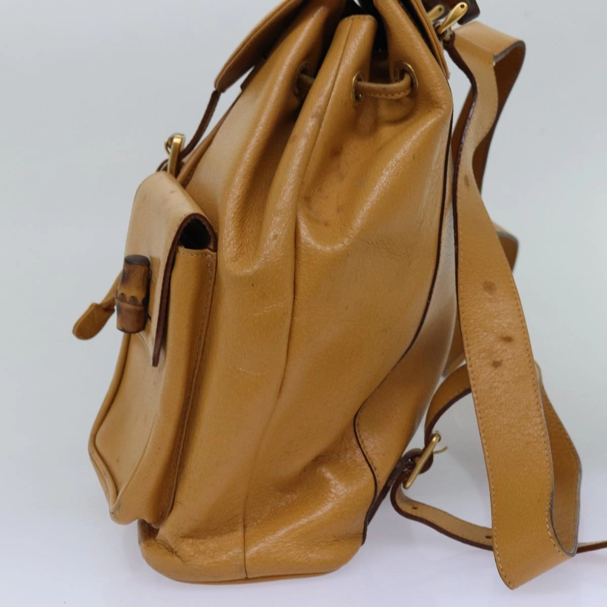 GUCCI Bamboo Backpack Leather Yellow 003 2058 0016  th5025
