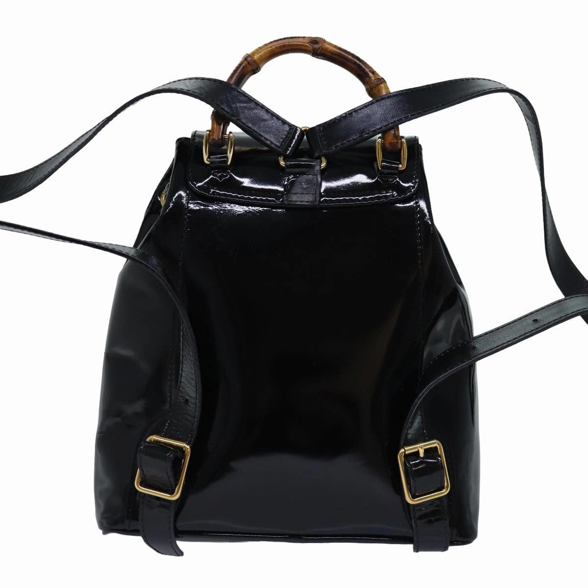 GUCCI Bamboo Backpack Patent leather Black 003 2058 0030  ep4556