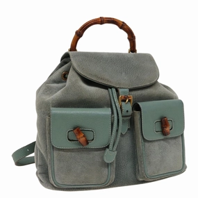 GUCCI Bamboo Backpack Suede Blue 003 1998 0016  76388