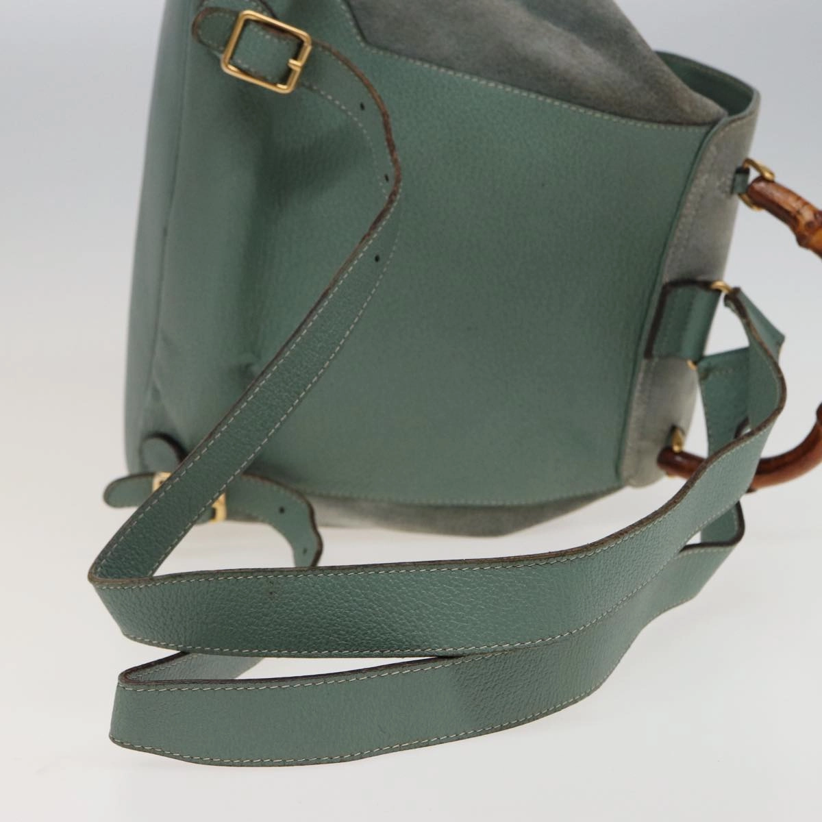 GUCCI Bamboo Backpack Suede Blue 003 1998 0016  76388