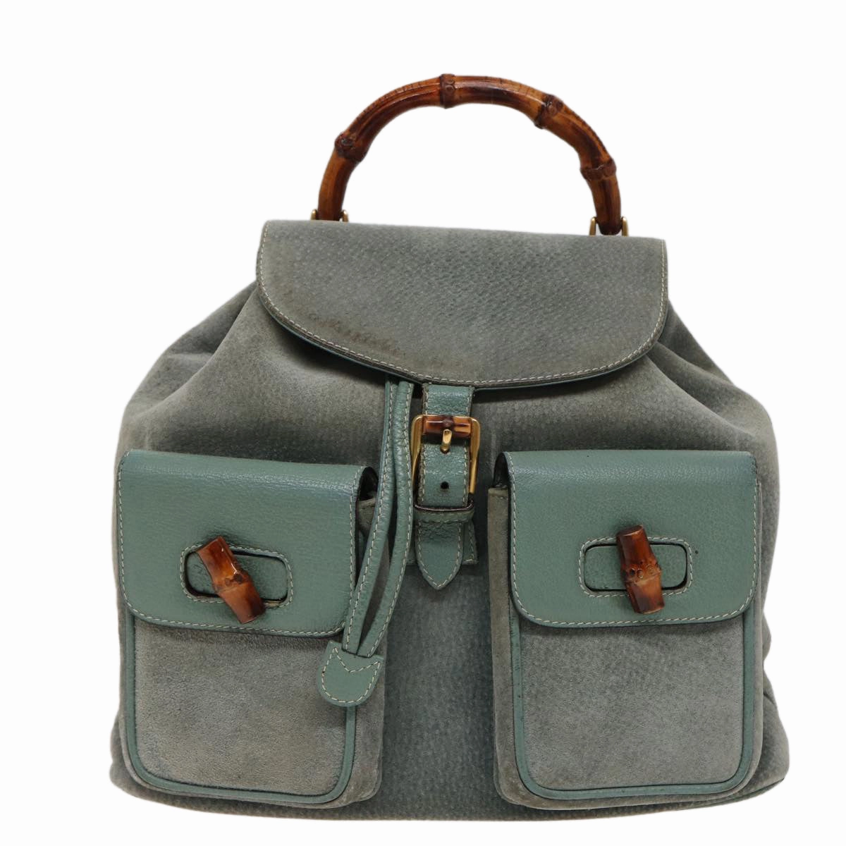 GUCCI Bamboo Backpack Suede Blue 003 1998 0016  76388