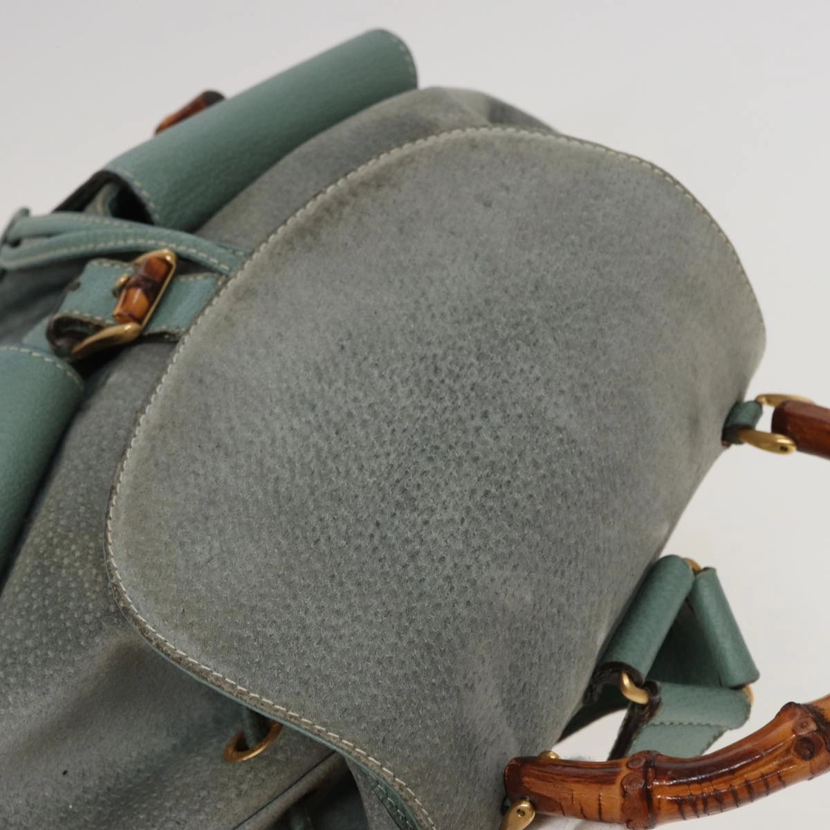 GUCCI Bamboo Backpack Suede Blue 003 1998 0016  76388