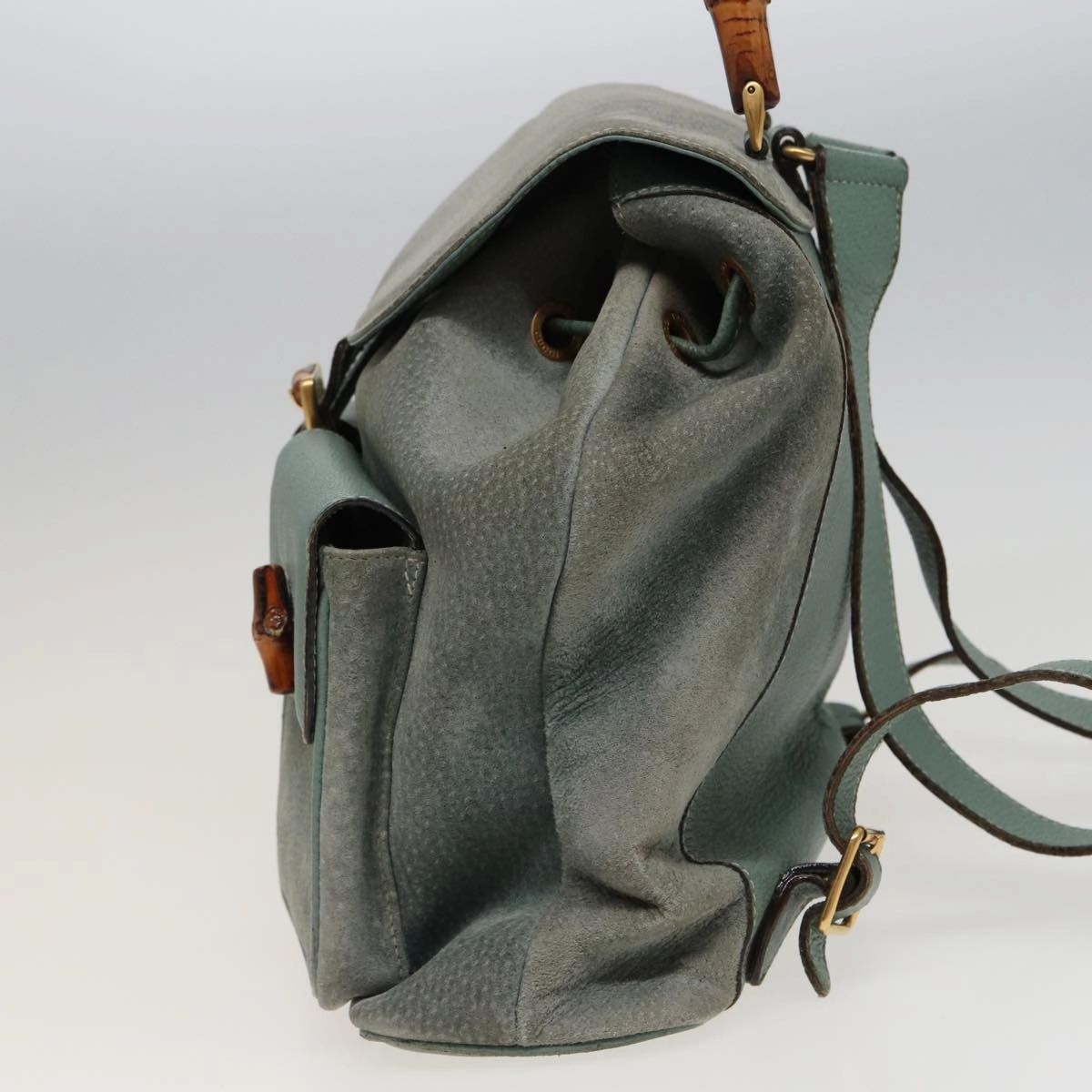 GUCCI Bamboo Backpack Suede Blue 003 1998 0016  76388