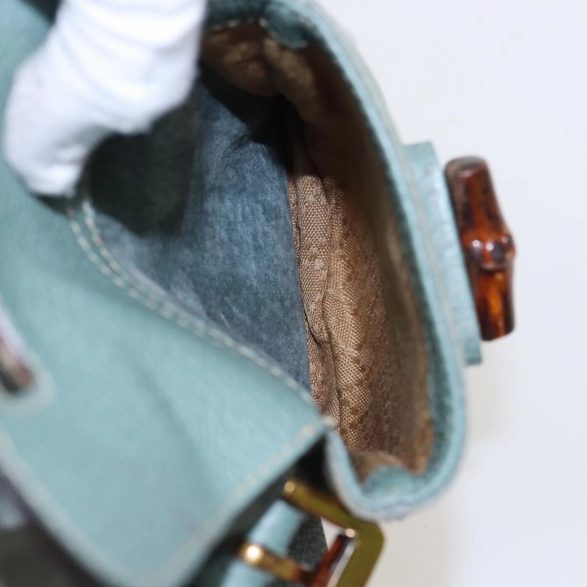 GUCCI Bamboo Backpack Suede Blue 003 1998 0016  76388