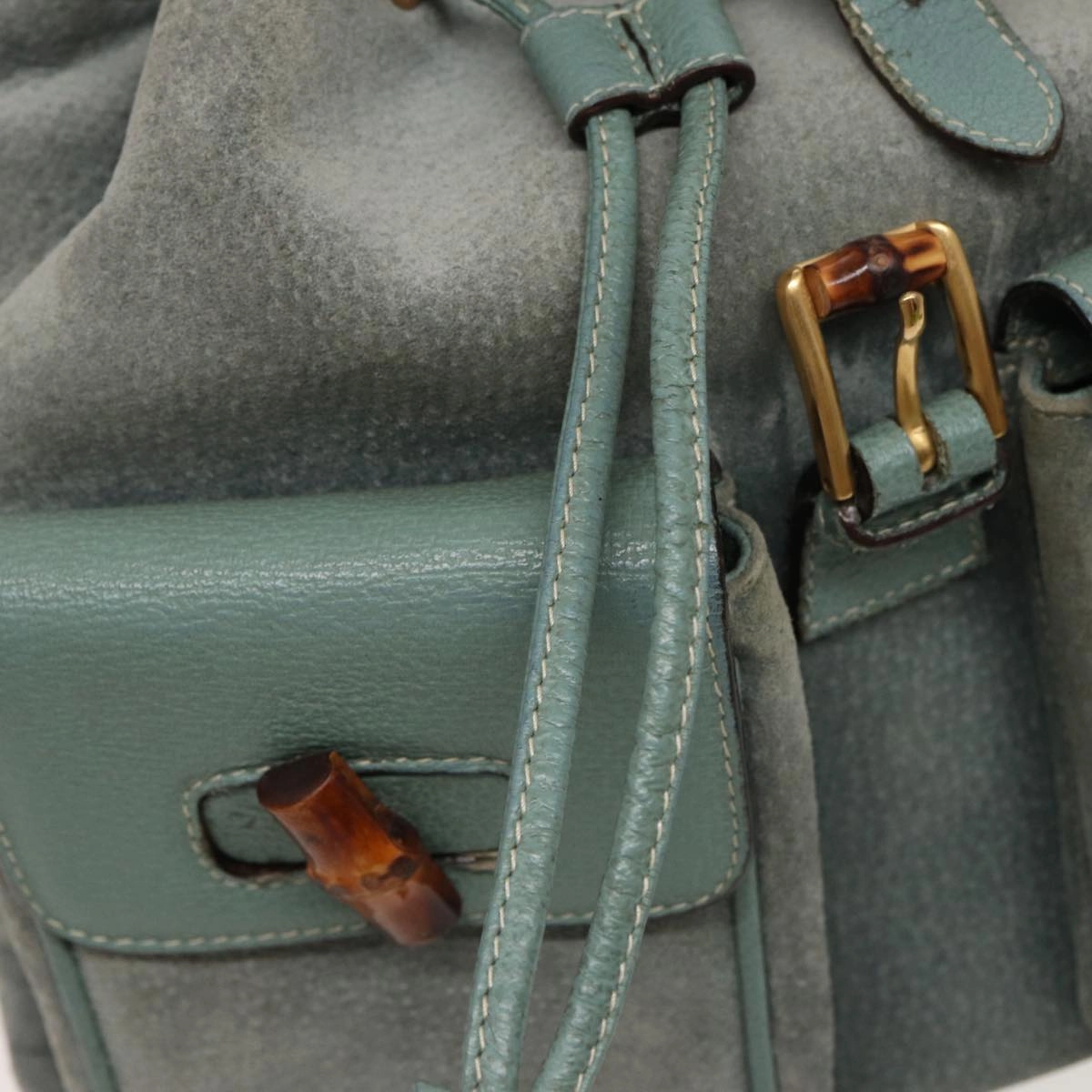 GUCCI Bamboo Backpack Suede Blue 003 1998 0016  76388