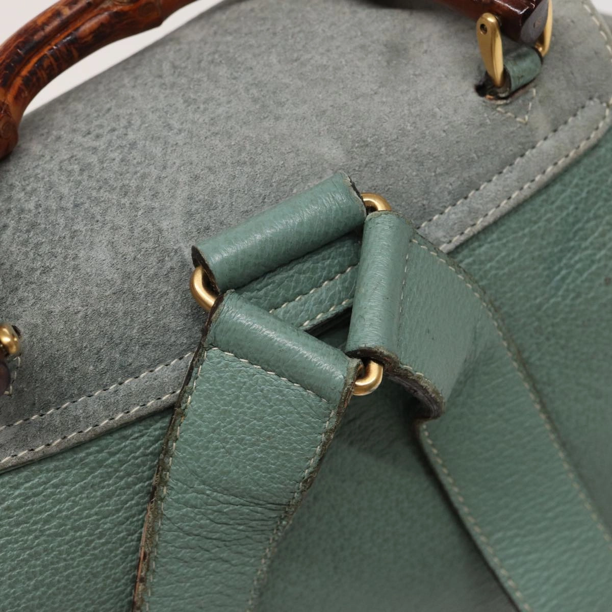 GUCCI Bamboo Backpack Suede Blue 003 1998 0016  76388