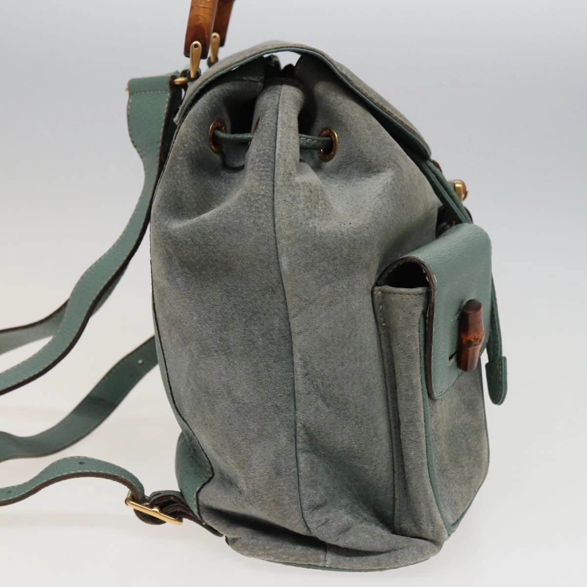 GUCCI Bamboo Backpack Suede Blue 003 1998 0016  76388