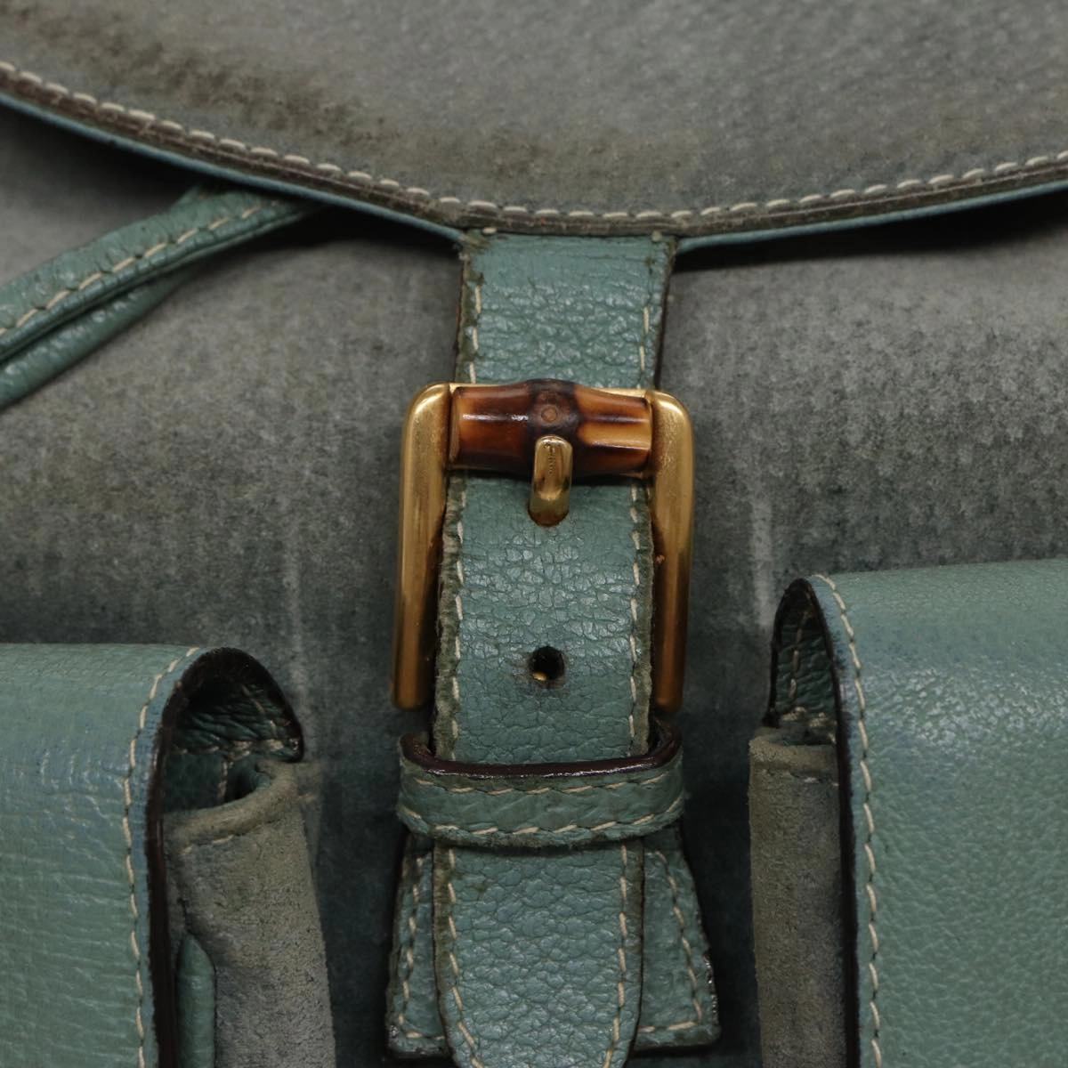 GUCCI Bamboo Backpack Suede Blue 003 1998 0016  76388