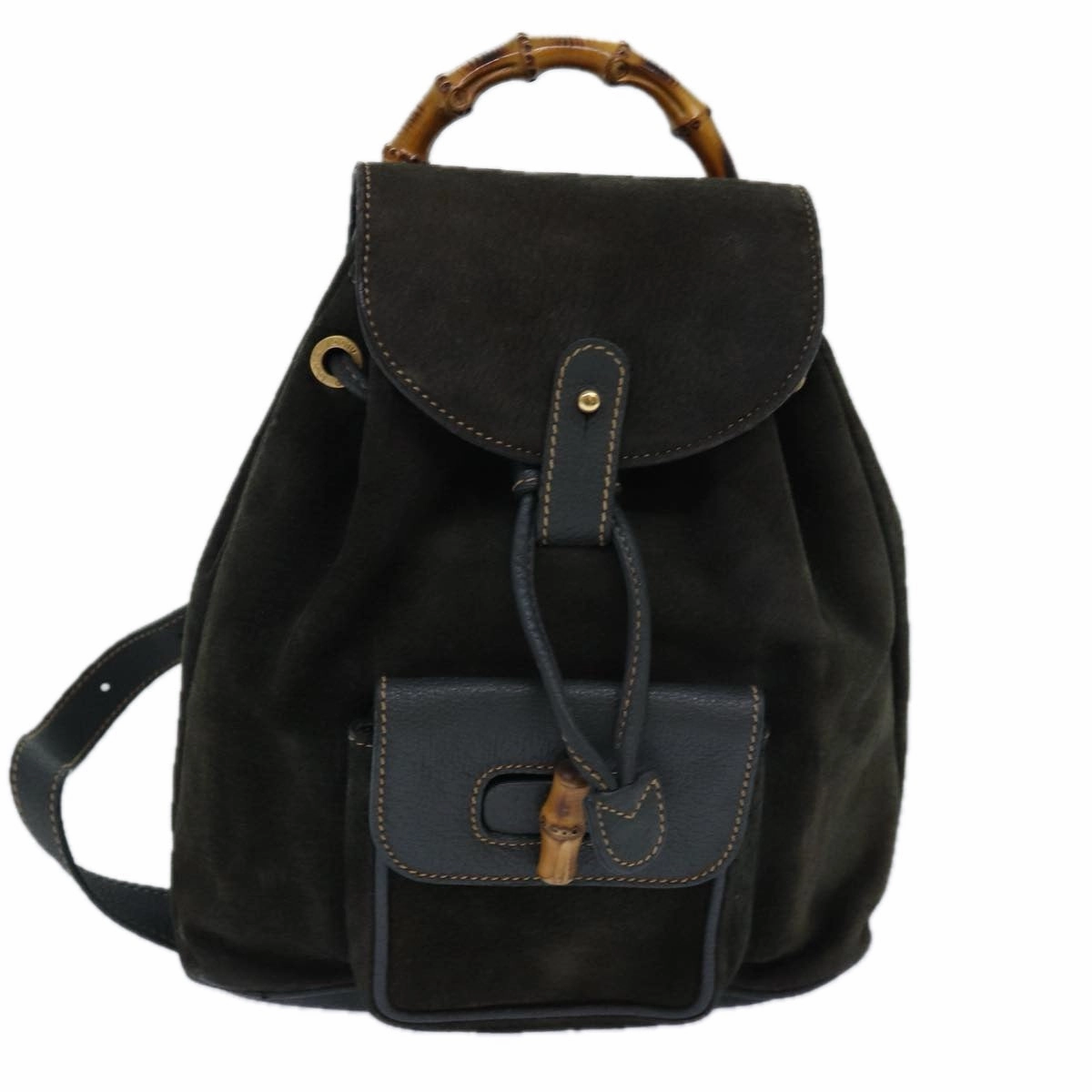 GUCCI Bamboo Backpack Suede Khaki 003 1705 0030  th5168