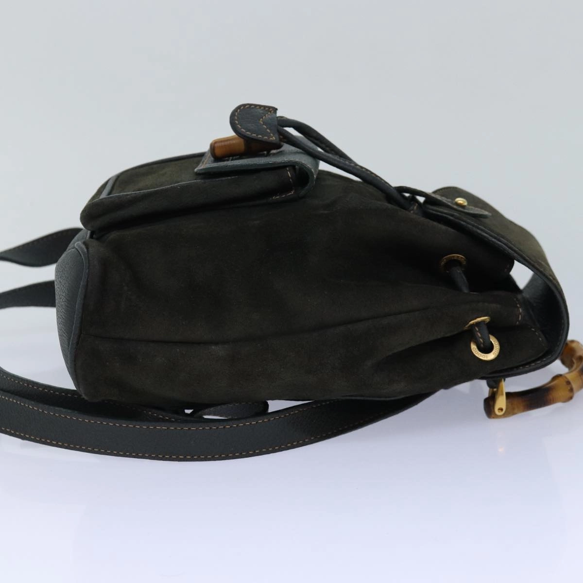 GUCCI Bamboo Backpack Suede Khaki 003 1705 0030  th5168