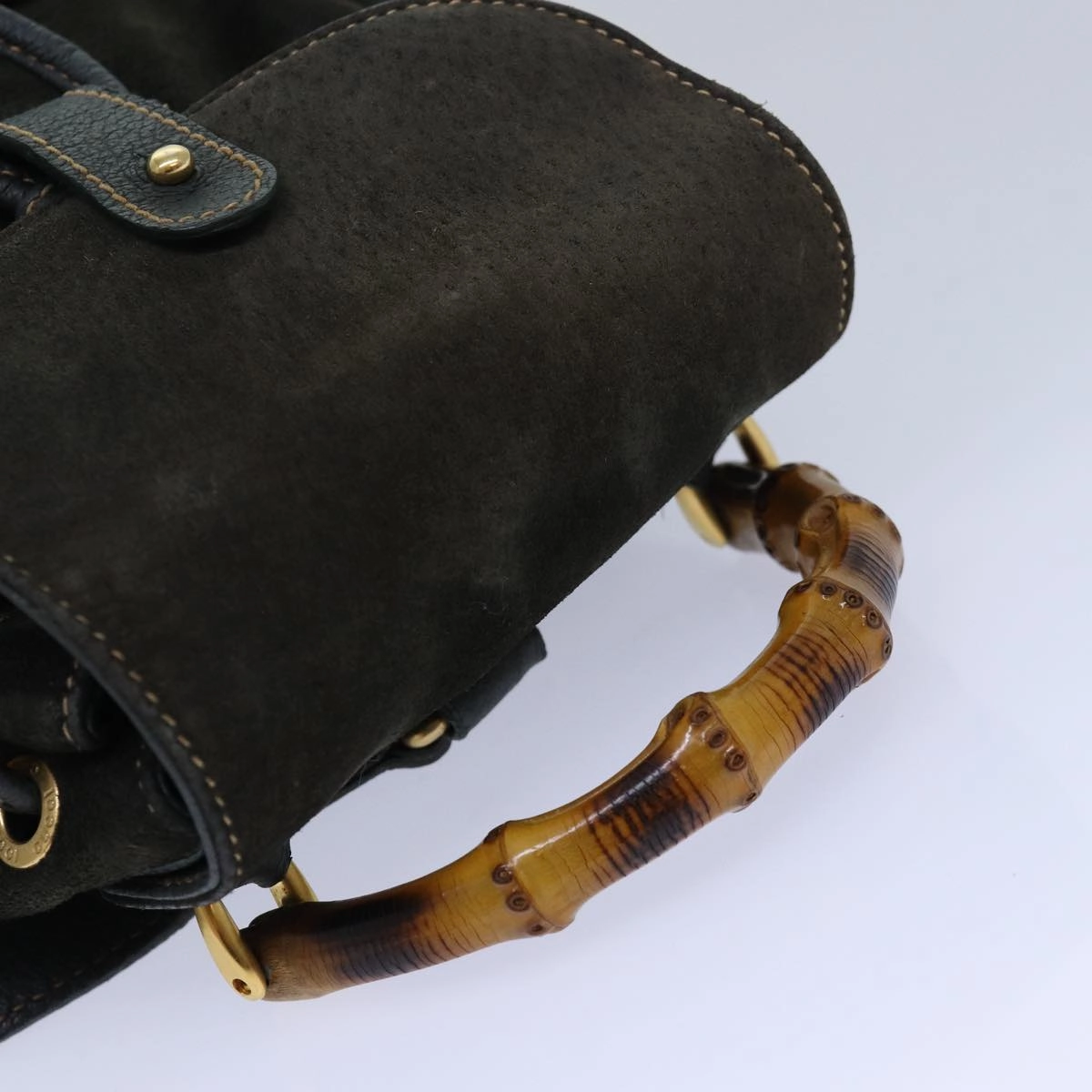GUCCI Bamboo Backpack Suede Khaki 003 1705 0030  th5168