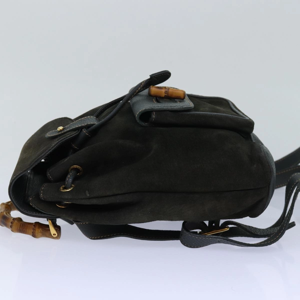 GUCCI Bamboo Backpack Suede Khaki 003 1705 0030  th5168