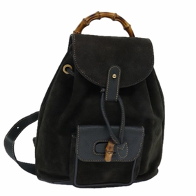 GUCCI Bamboo Backpack Suede Khaki 003 1705 0030  th5168