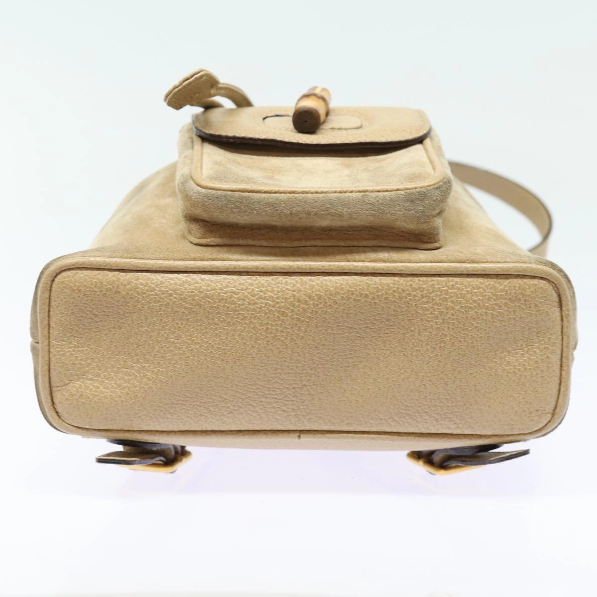 GUCCI Bamboo Backpack Suede Leather Beige 003 1705 0030  81152