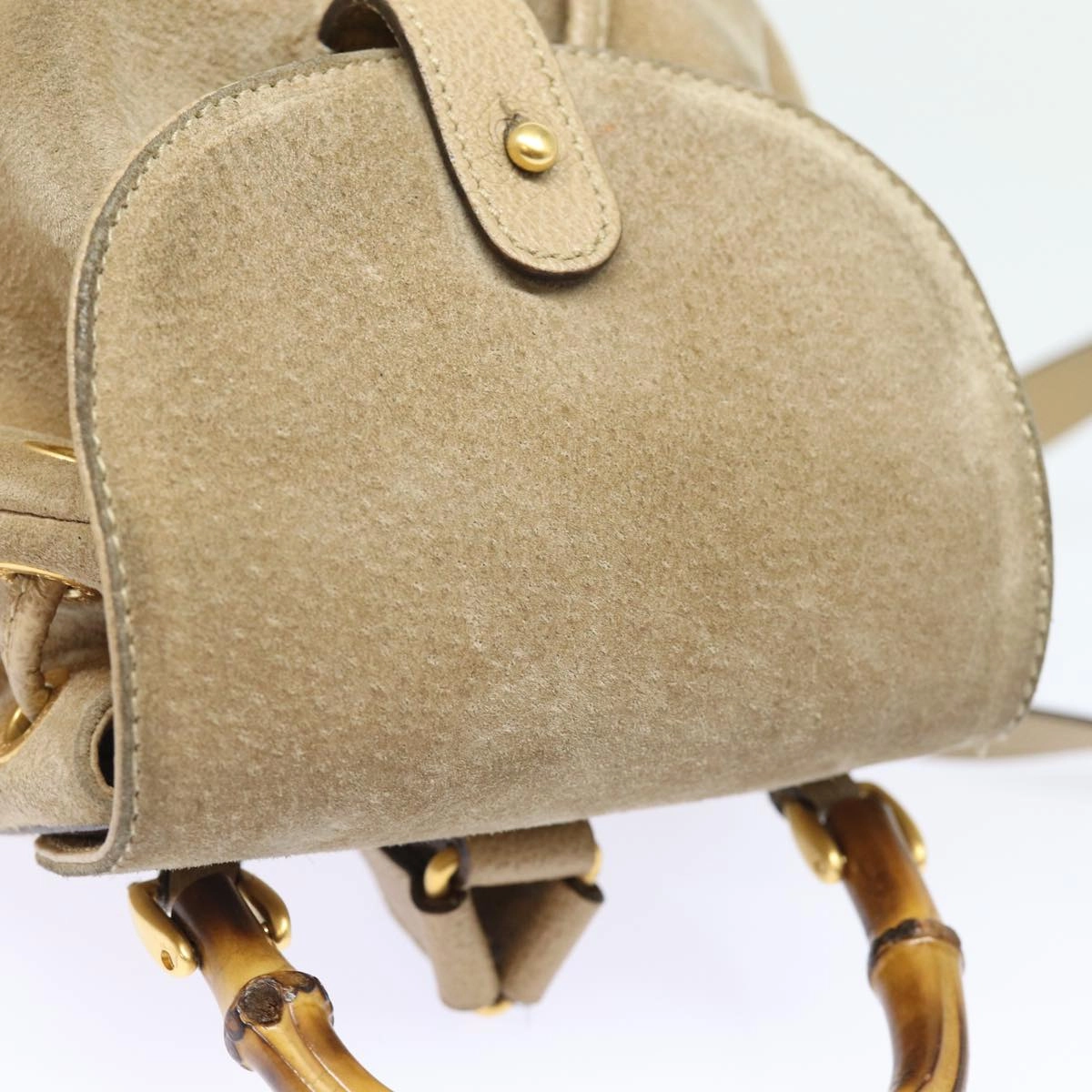 GUCCI Bamboo Backpack Suede Leather Beige 003 1705 0030  81152